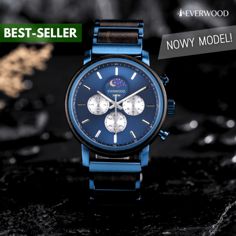 EverWood™ - Moon Phase Blue Chronograf 44mm